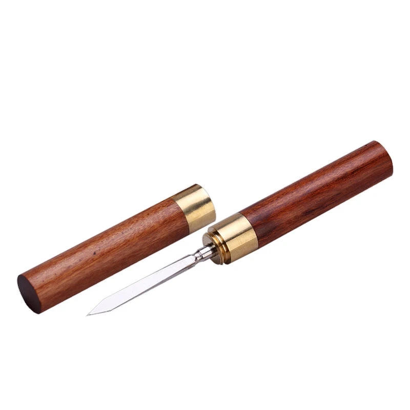 Tea Knife Tea Needle 1pcs delicate tea knife tea needle trumpet ebony ChaZhen dao pu 'er Sandalwood Tea Knife Needle Pick With Wood Handle