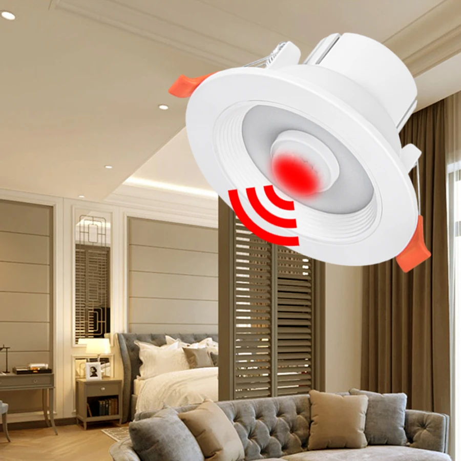 AC 85-265V 5W 10W 15W 20W Round Recessed LED Ceiling Light PIR Motion Sensor Spot Light for Corridor Aisle Auto ON/Off at Night ceiling lamp