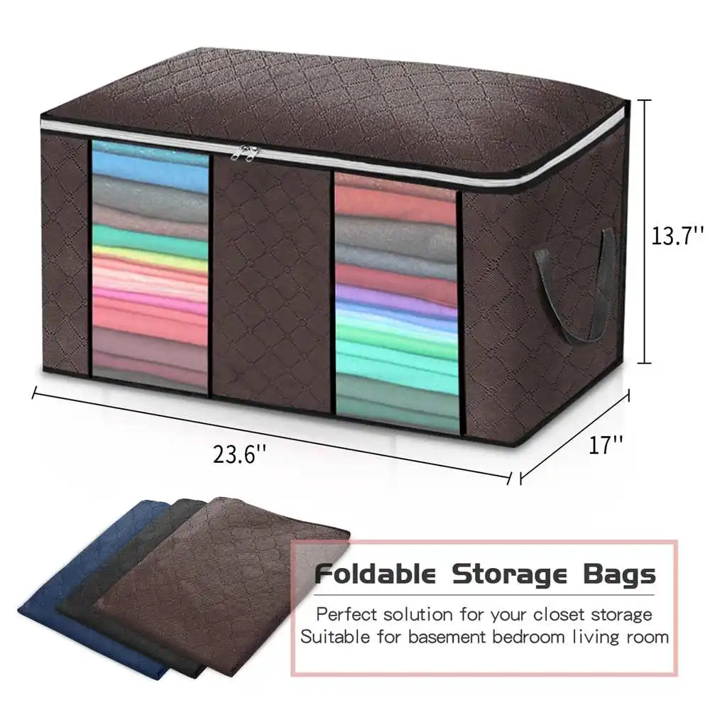 4pcs/set Foldable Clothes Quilt Storage Bags Blanket Closet Sweater Organizer Box Sorting Pouches Clothes Cabinet Container Home