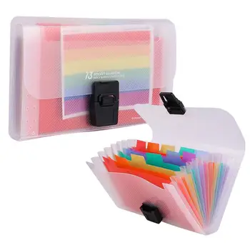 

2pcs A6 Multifunction Portable File Folders 13 Pockets Rainbow Document Folders Expandable Folder Storage Bag