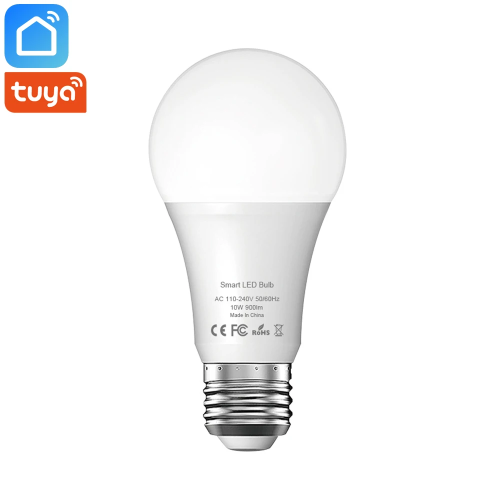 Tuya Smart Life Wifi умный светодиодный светильник, лампа E27 10 Вт 900Lm 6500 К, холодный белый светильник, работает с Alexa Google Home IFTTT