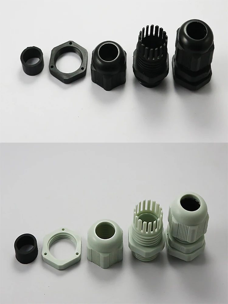 Waterproof Cable Gland 5pcs entry IP68 PG 21 25 29 36 42 48 63 M12 16 18 20 22 24 25 27 30 32 36 40 Nylon Plastic Connector