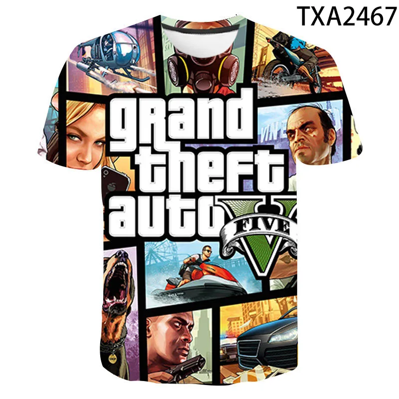 Новинка 2020 футболка с 3D принтом Grand Theft Auto Game Gta 4/5 для мужчин женщин и детей
