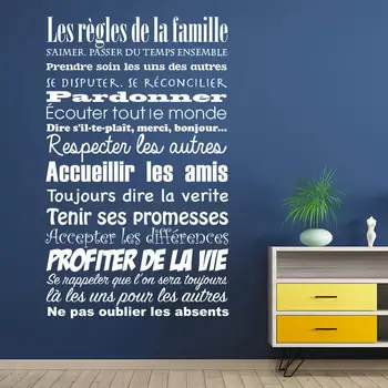 

Wall Decals Quote Family Rules In French Vinyl Wall Stickers Living Room Decor Wall Paper Poster Home Decoration