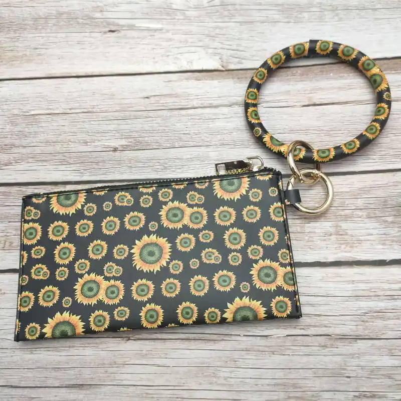 PU Leather Purse Bag Wristlet Keychain Bracelets for Women