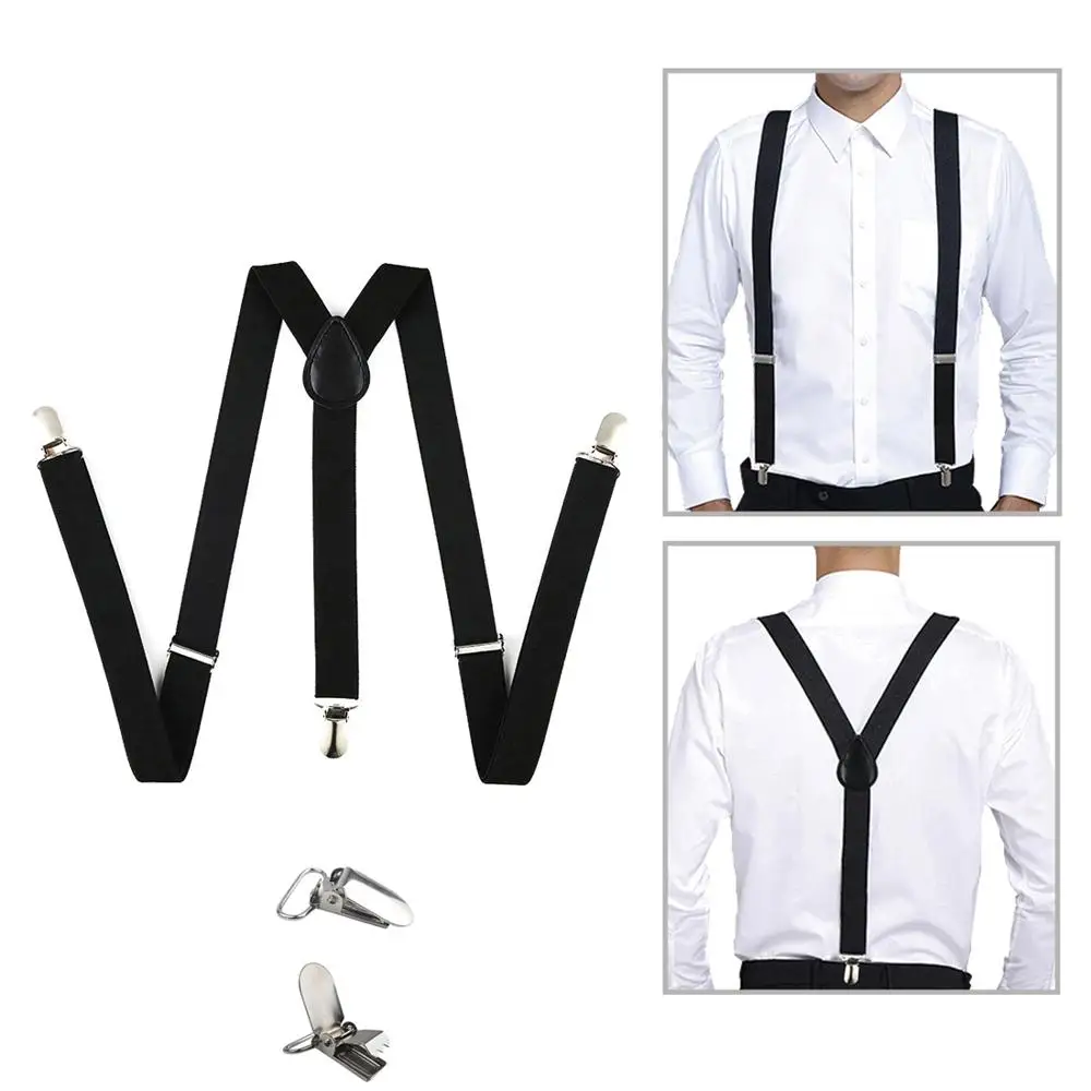 2020 Hot Sale Universal Elastic Braces Y-Shape Adjustable Suspenders with 3 Clips Dropshipping