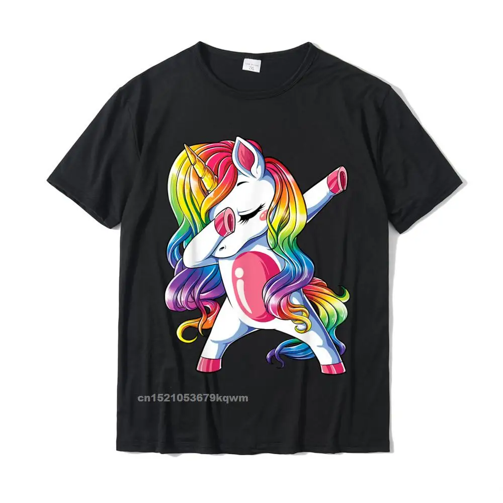 comfortable Pure Cotton T Shirt for Men Short Sleeve Birthday Tops & Tees Coupons Summer/Fall Round Collar T-Shirt cosie Dabbing Unicorn T shirt Girls Kids Women Rainbow Unicorns__4076 black