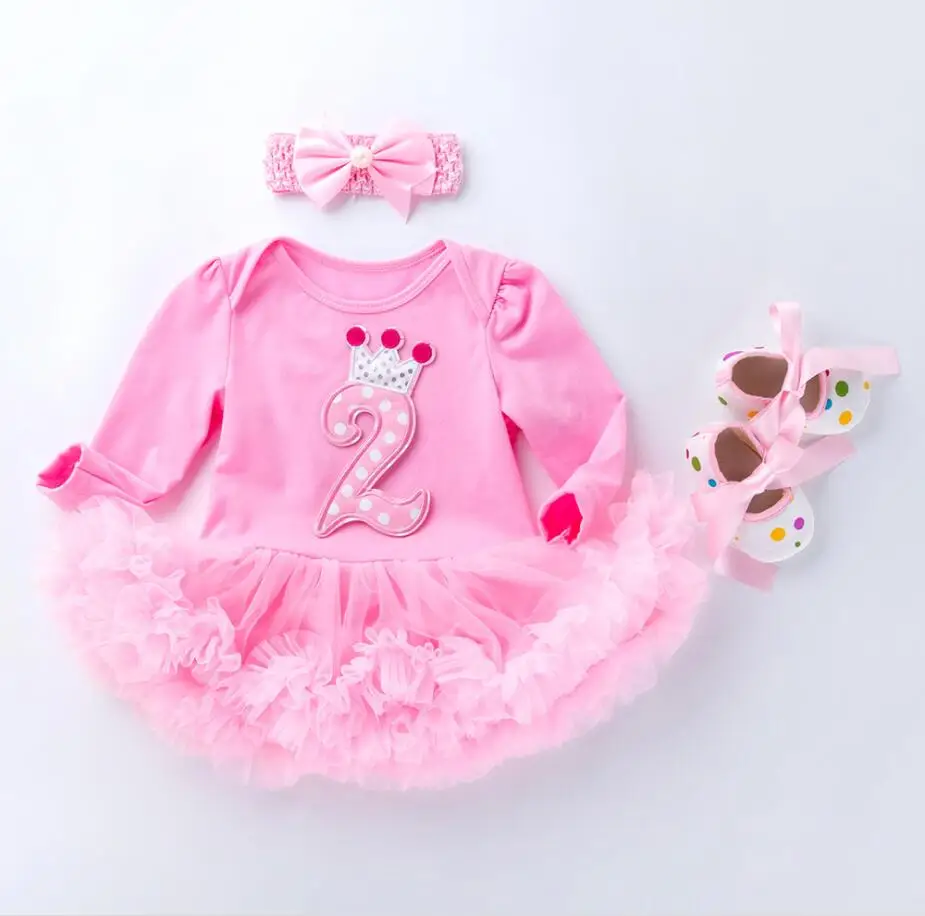 Комплект из 3 предметов, платье-пачка для девочек 1-2 лет на день рождения, нарядное платье-пачка для маленьких девочек, наряд для младенцев, повязка на голову для детей 0-24 месяцев