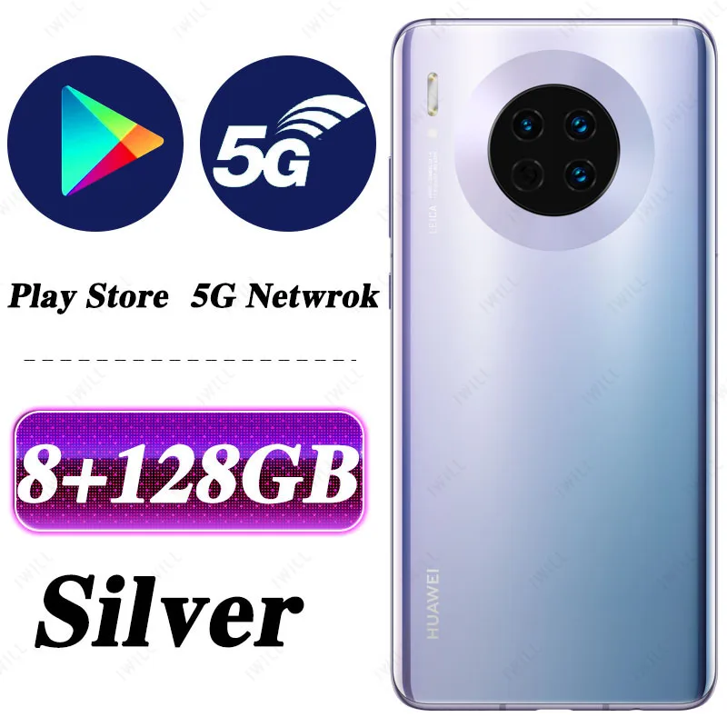 HUAWEI mate 30 5G мобильный телефон 6,62 дюймов Kirin 990 5G версия mate 30 Android 10,0 Встроенный датчик жестов Google play - Цвет: 8G 128G Silver