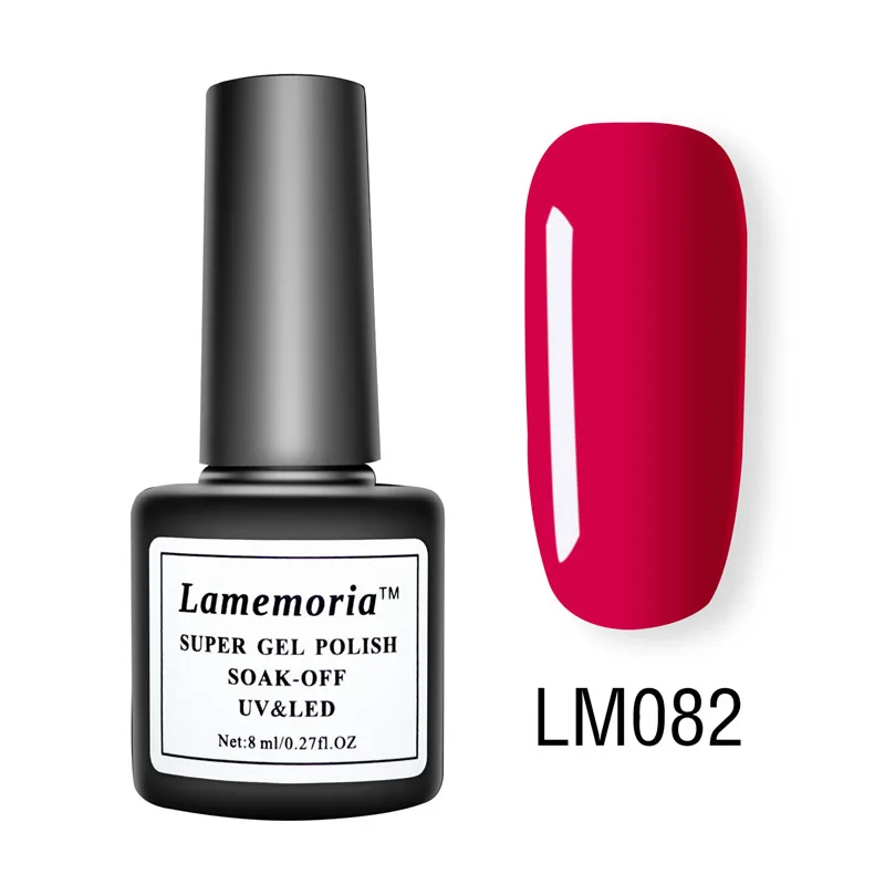 Lamemoria лак для ногтей УФ-гель лак Vernis Перманентный стойкий УФ 36 цветов гель для маникюра праймер верхнее покрытие блеск розовый фиолетовый - Цвет: LM082