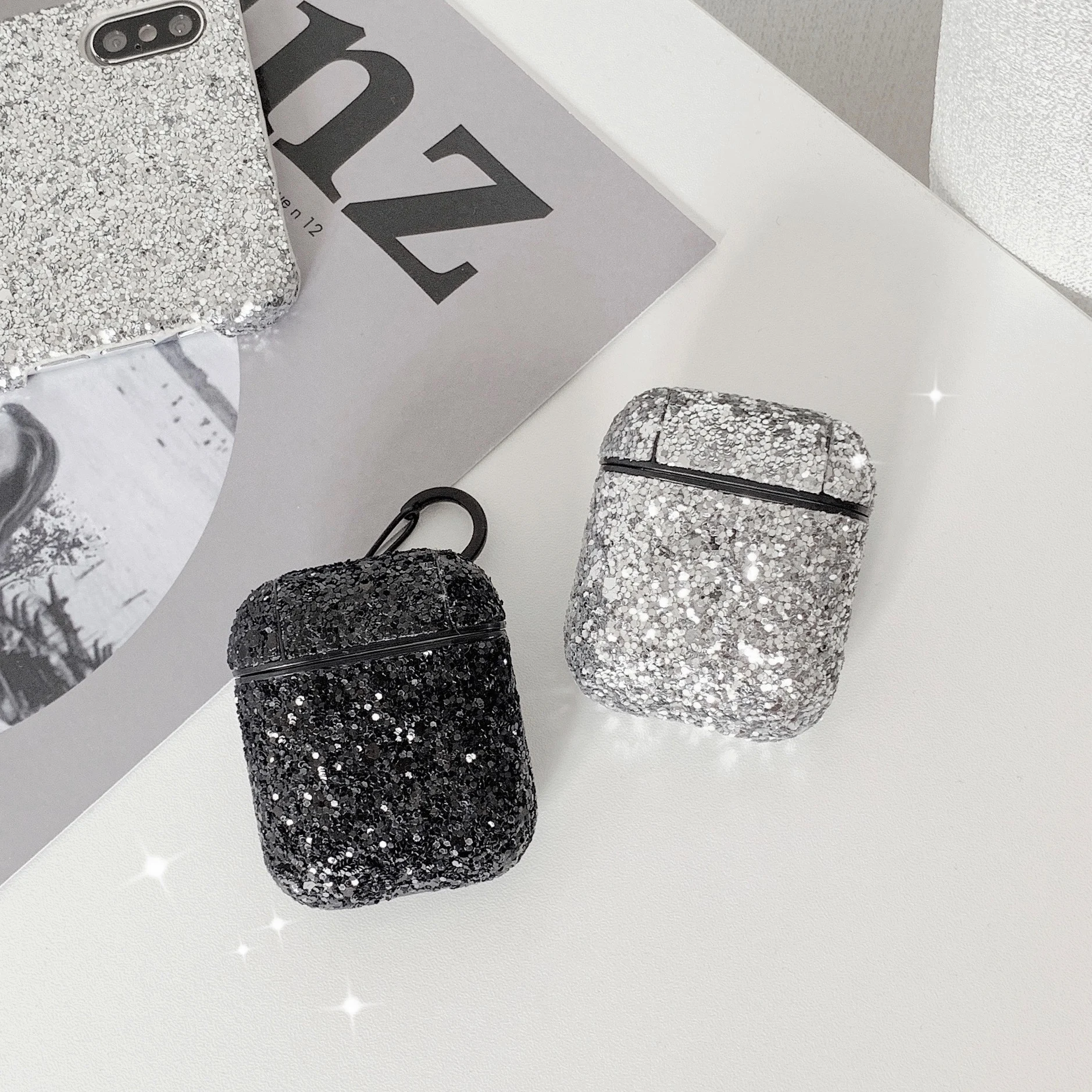 Чехол для AirPods роскошный блестящий жёсткий чехол с бриллиантами беспроводных