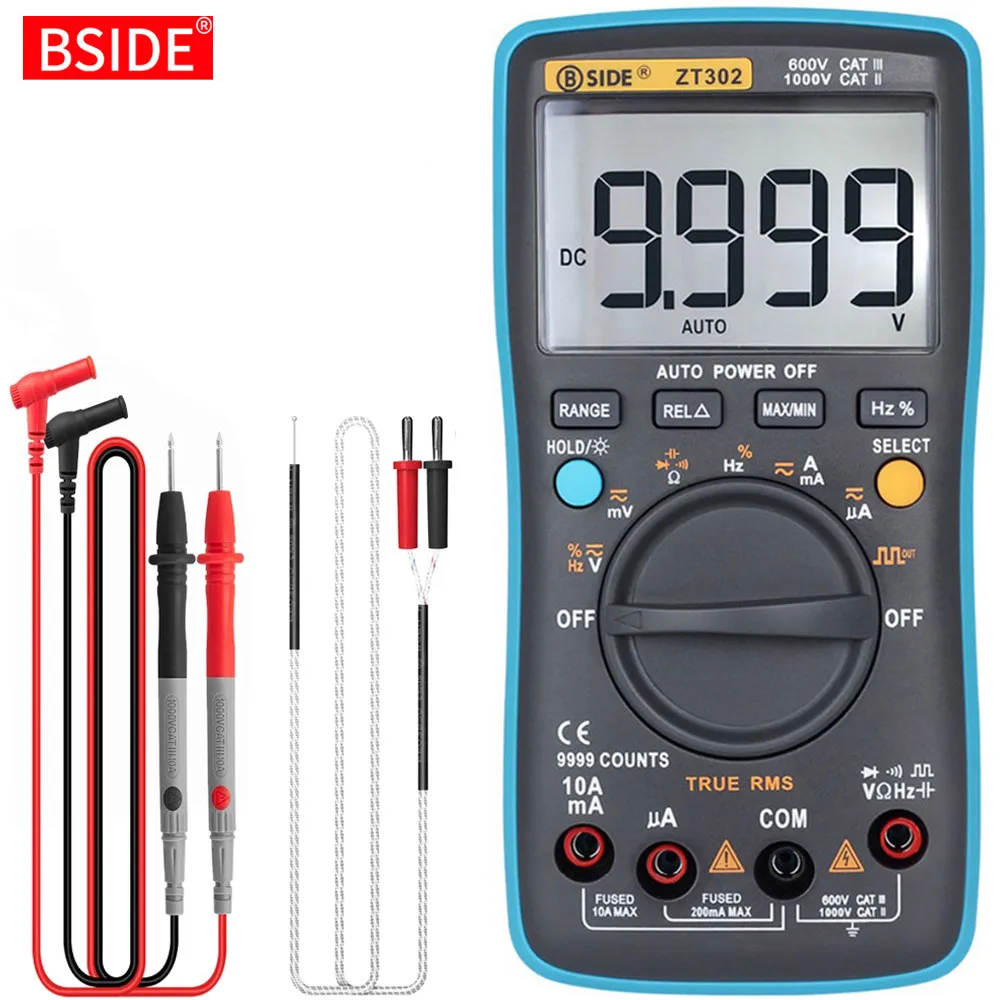 Цифровой мультиметр BSIDE ZT301 ZT302 True-RMS DC/DA вольтметр амперметр сопротивление
