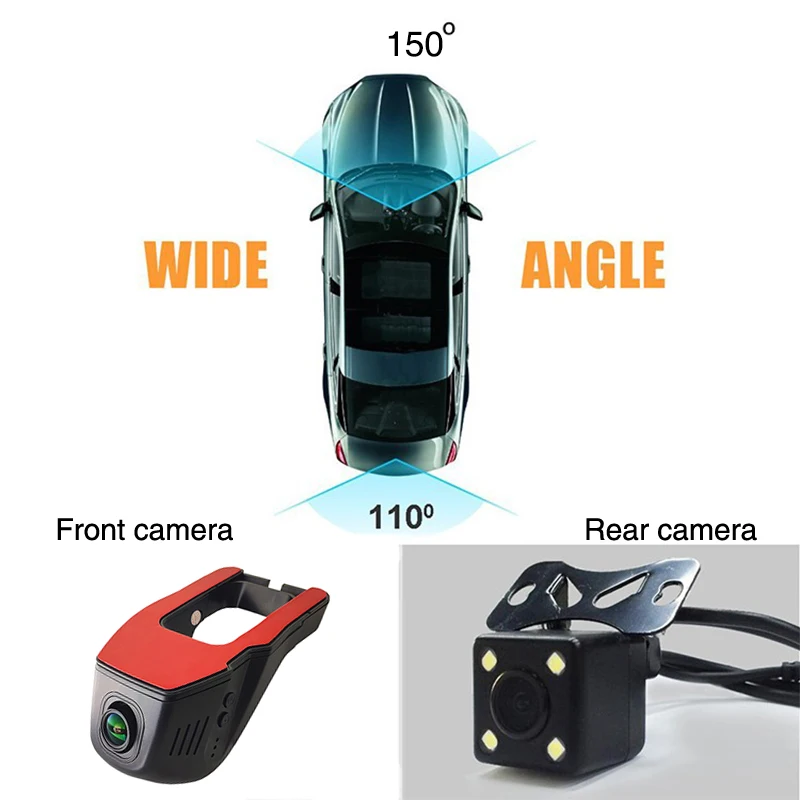 Ainina Двойной Объектив WiFi FHD1080P Скрытая Автомобильная видеорегистратор с камерой заднего вида, сенсор sony 323 WiFi Автомобильный видеорегистратор Камера ночного видения Dvr