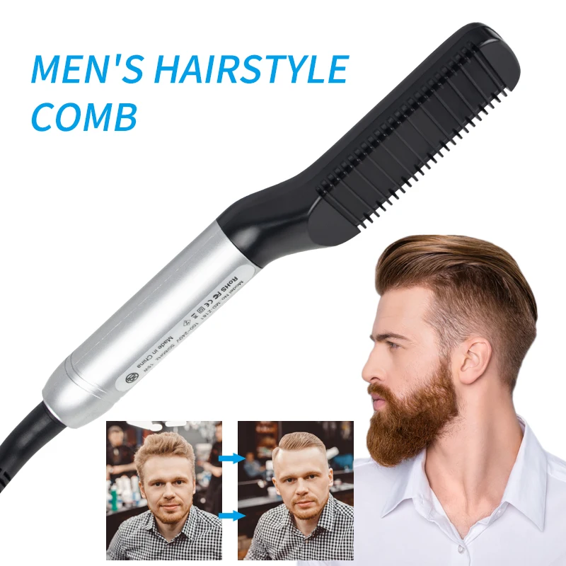 

Hair Straightener Hair Flat Iron Electric Beard Comb Men Beard Straightener Brush Heating Comb Hair Styler For Men Barber Combs