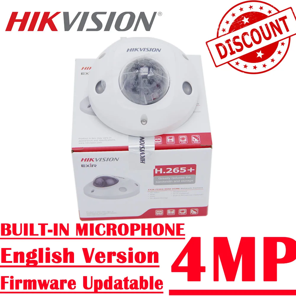 

Hikvision DS-2CD2543G2-IS Audio I/O 4MP H265 POE CCTV IP WDR IR Mini Dome Network Camera