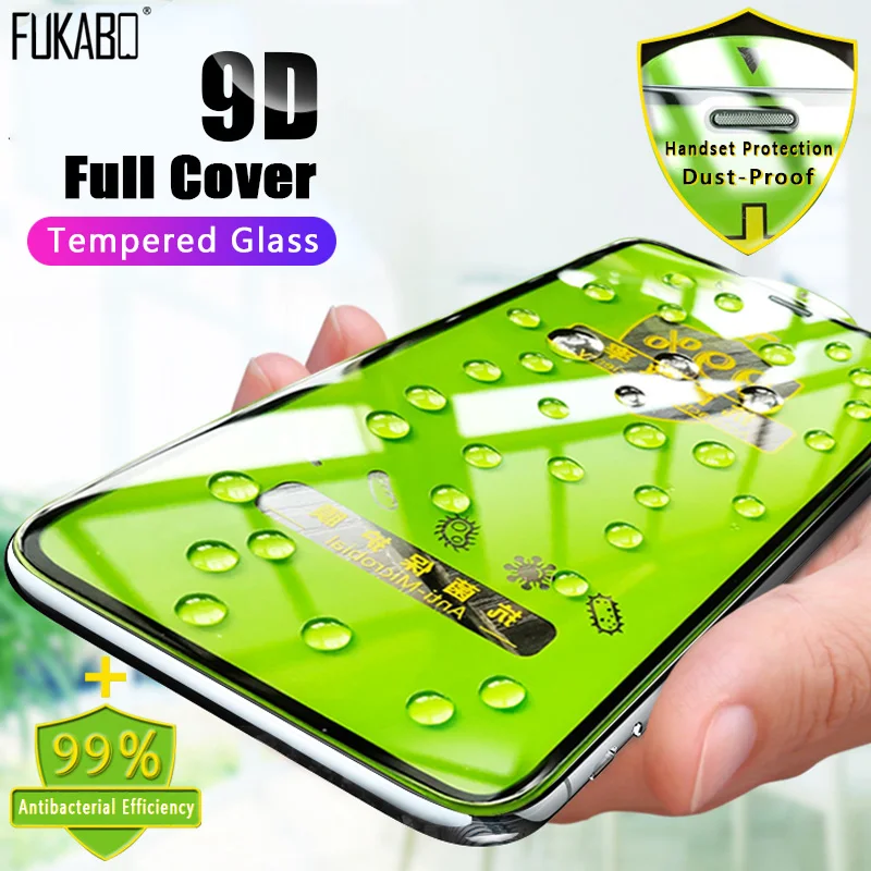 

9D Screen Protector Antibacterial Glass For iPhone 11 Pro XS Max 7 8 Plus Tempered Glass For iPhone X XR 6s Plus Full Cover Film