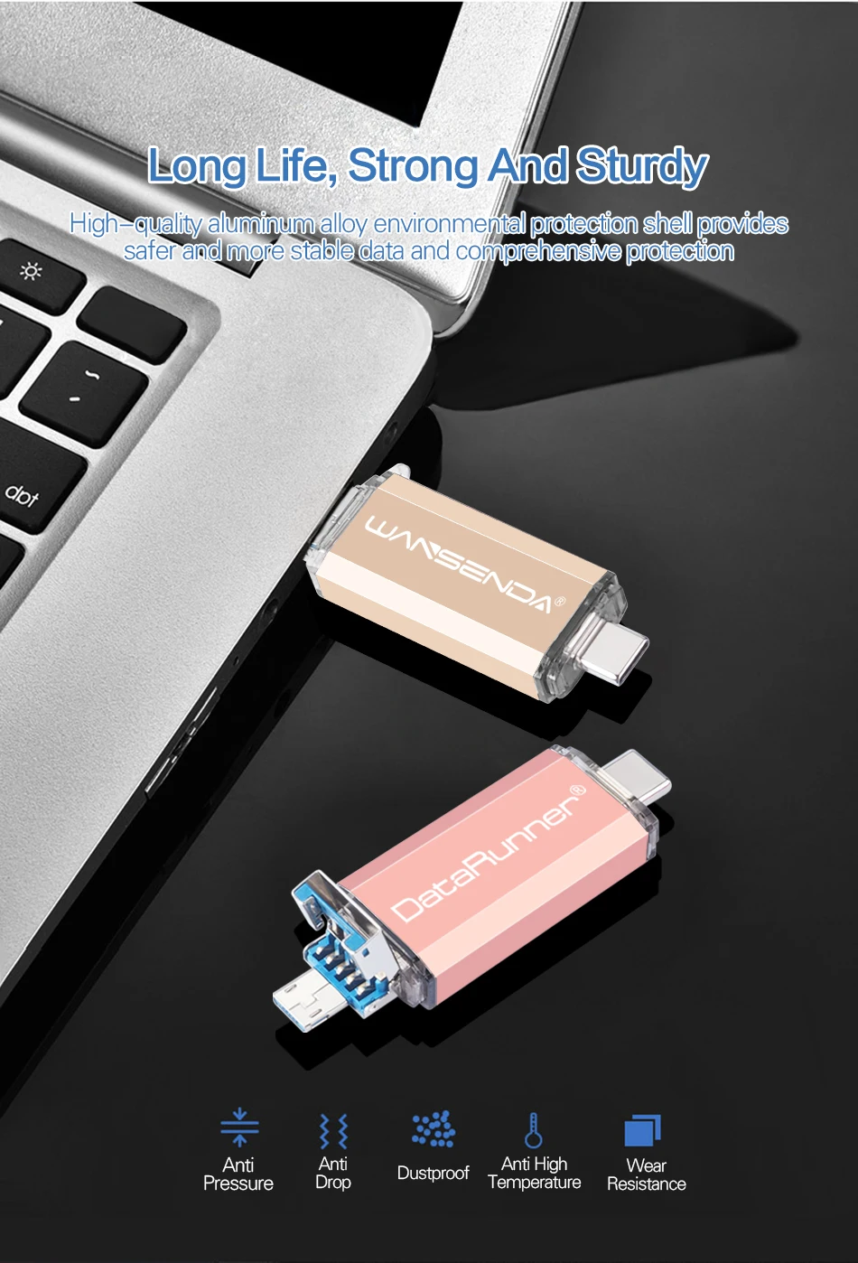 DataRunner OTG USB флеш-накопитель 3 в 1 type-C& Micro usb& флеш-накопитель USB 3,0 16 ГБ 32 ГБ 64 ГБ 128 ГБ 256 Гб флешки