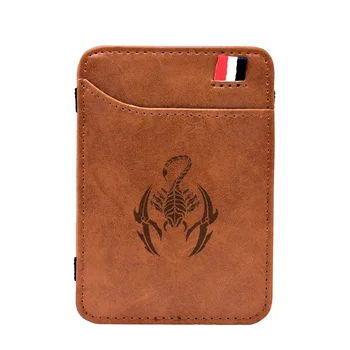 

New Scorpion Design Leather Magic Wallet Small Men Money Clips Card Wallet Thin Cash Holder Coin Purse Gift