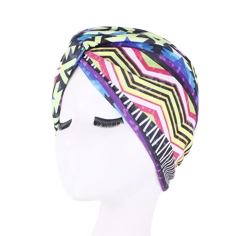 Helisopus Африканский Печатный завязанный женский Тюрбан Твист повязки на голову модные повязки на голову хиджаб Рак шапочка при химиотерапии - Цвет: Blue