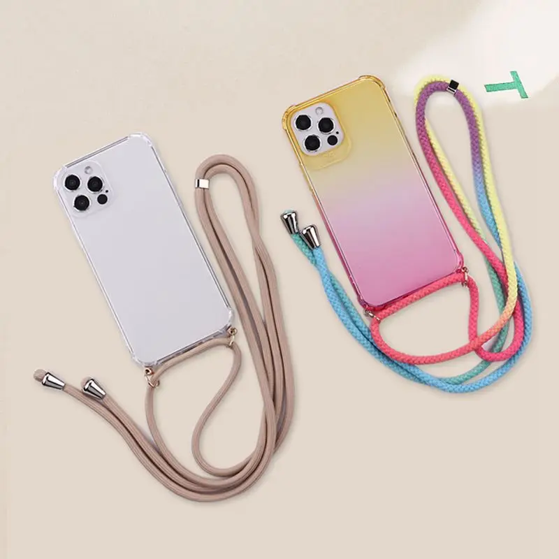 Funda transparente con cordón para teléfono móvil, funda con correa para iPhone 11 12 Pro Max XS XR X 7 8Plus