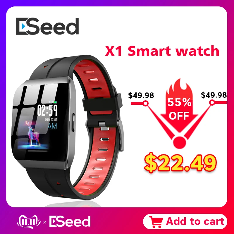 

Eseed X1 Smart watch men IP68 Waterproof 30 Days Long Standby 1.3 Inch Alloy case Heart Rate Monitor remote control Smartwatch