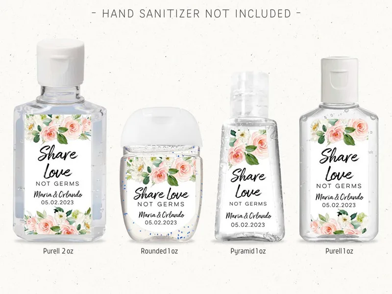 Customize Greenery Wedding Hand Sanitizer Labels,Personalised Share Love  Not Germs Sanitizer Labels,Eucalyptus Favor Stickers
