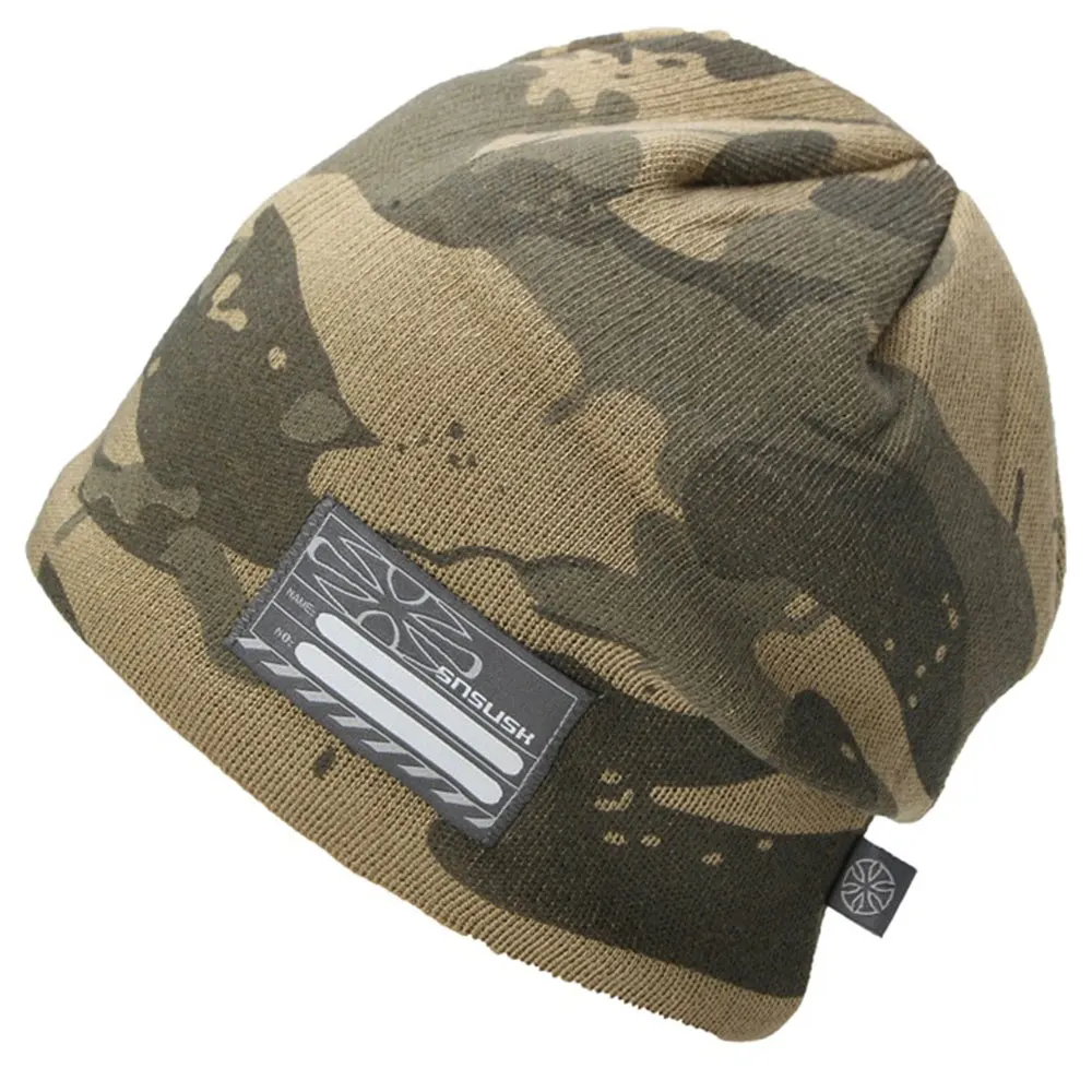 camo Камуфляжная Тактическая Военная армейская вязаная шапка для мужчин и женщин, осенне-зимняя теплая шапка Skullies для катания на лыжах, Спортивная флисовая шапка - Цвет: camo