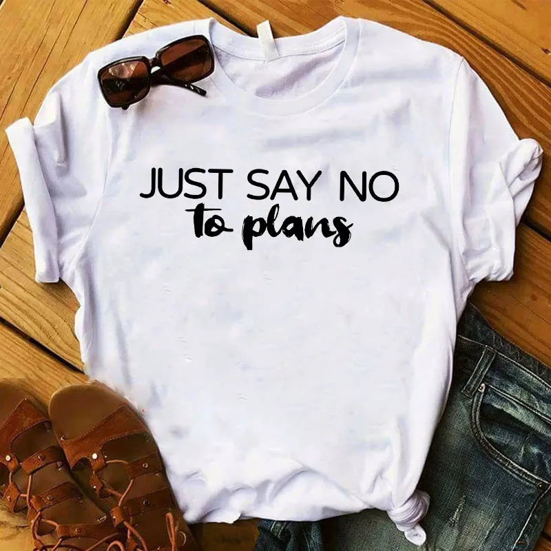 Женская футболка с принтом надписи Just Say No To Designs женская коротким рукавом женские