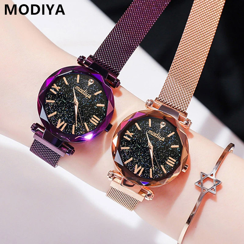 

Ladies Magnetic Starry Sky Clock Luxury Women Watches Fashion Diamond Female Quartz Wristwatches Relogio Feminino Zegarek Damski