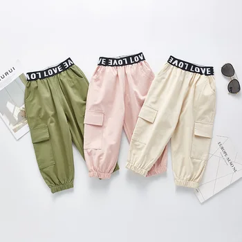 

Korean Cargo Pants Sportswear Training Pants for Girls Military Style Cycling Hiking Sports Children Cargo Pants 4 5 7 9 11 13Y