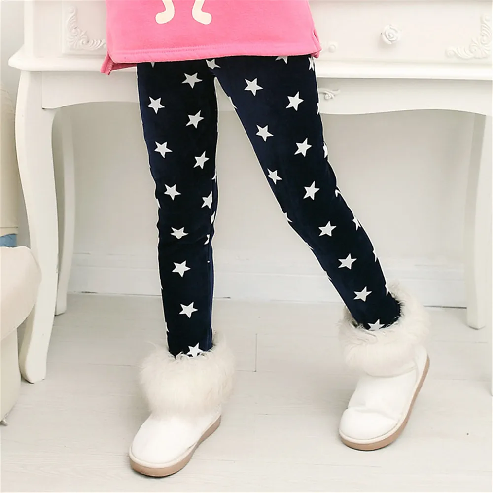 Quaslover/штаны для девочек детские осенне-зимние утепленные леггинсы детские штаны с цветным принтом цветов и бабочек длинные брюки