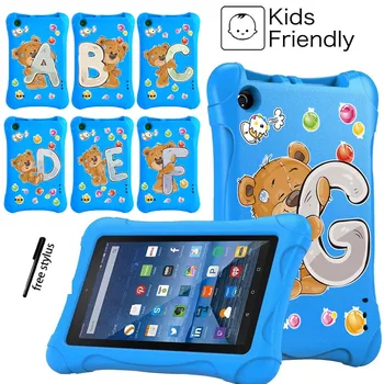 

Tablet Kids Case for Amazon Fire 5th 2015/Fire 7th 2017/Fire 9th 2019 Tablet 26 Letter Series Non-Toxic EVA Full Body Cover+Pen