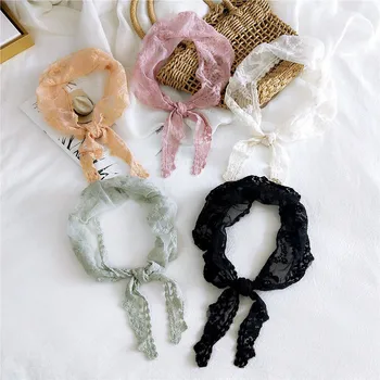 

2020New Lace Solid Color Triangular Binder Women's Spring Autumn and Winter Small Rounded Small Neckerchief Wrist Small Scarf