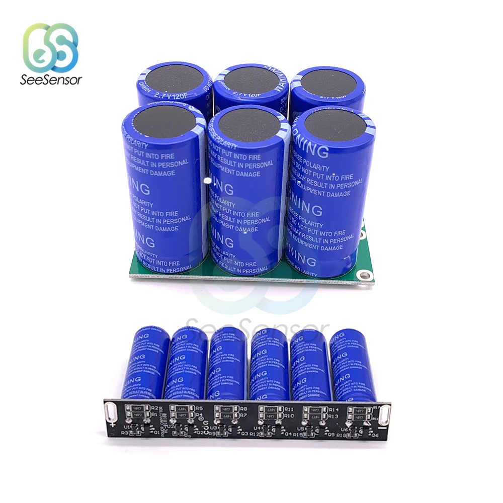 

6Pcs/Set New Version Farad Capacitor 2.7V 100F 120F Super Capacitors with Protection Board for Car Vehicle Auto Power Supply