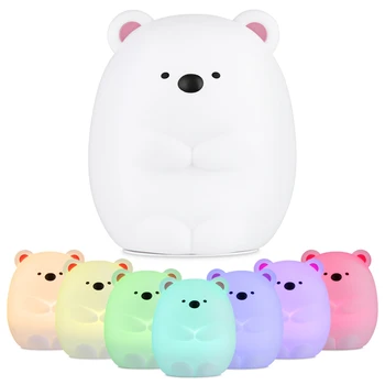 

LED Rechargeable Silicone Bear Night Light constellation lamp Tap Control for Bedroom Living Room