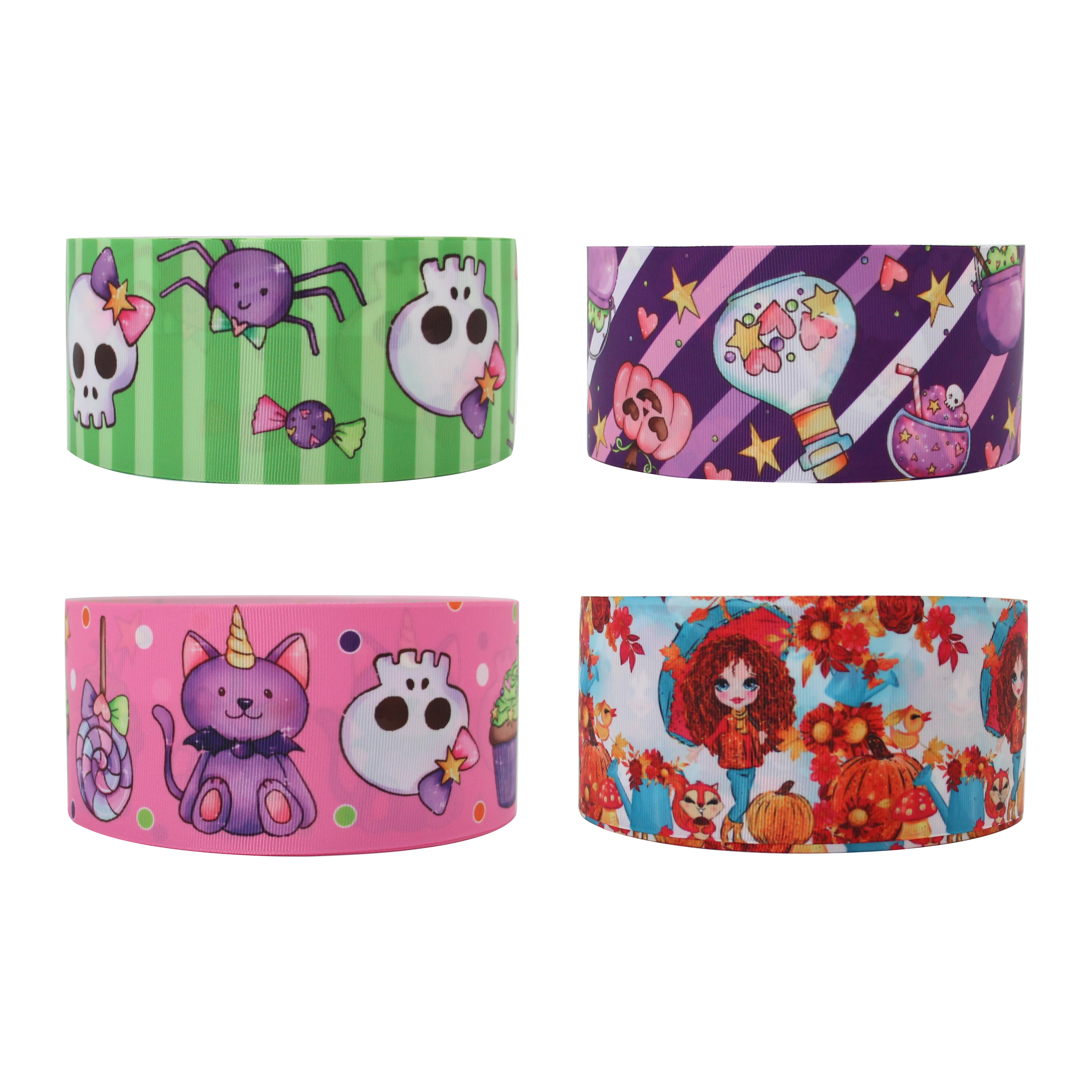 Q&ampN ribbon 16mm ~ 75mm Happy Halloween cute girl 50yard Ribbons gift box with logo DIY /FOE free shipping cotton | Дом и сад