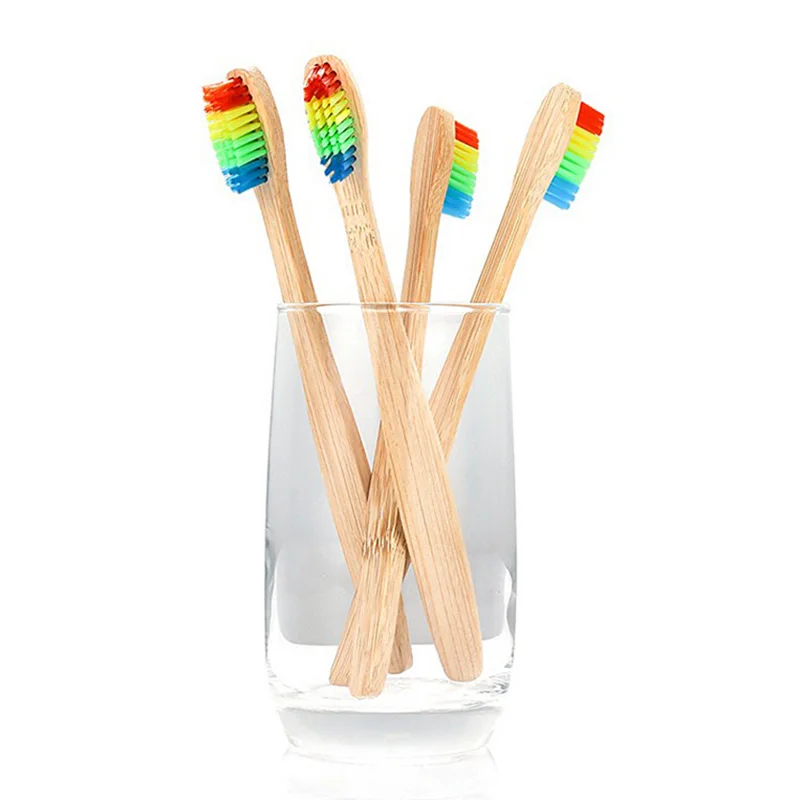 10/15/20pcs Rainbow Bamboo Toothbrush Soft Brush Eco Friendly Teeth Brush Colorful Teeth Brushes Wood Handle Adults Teeth Care