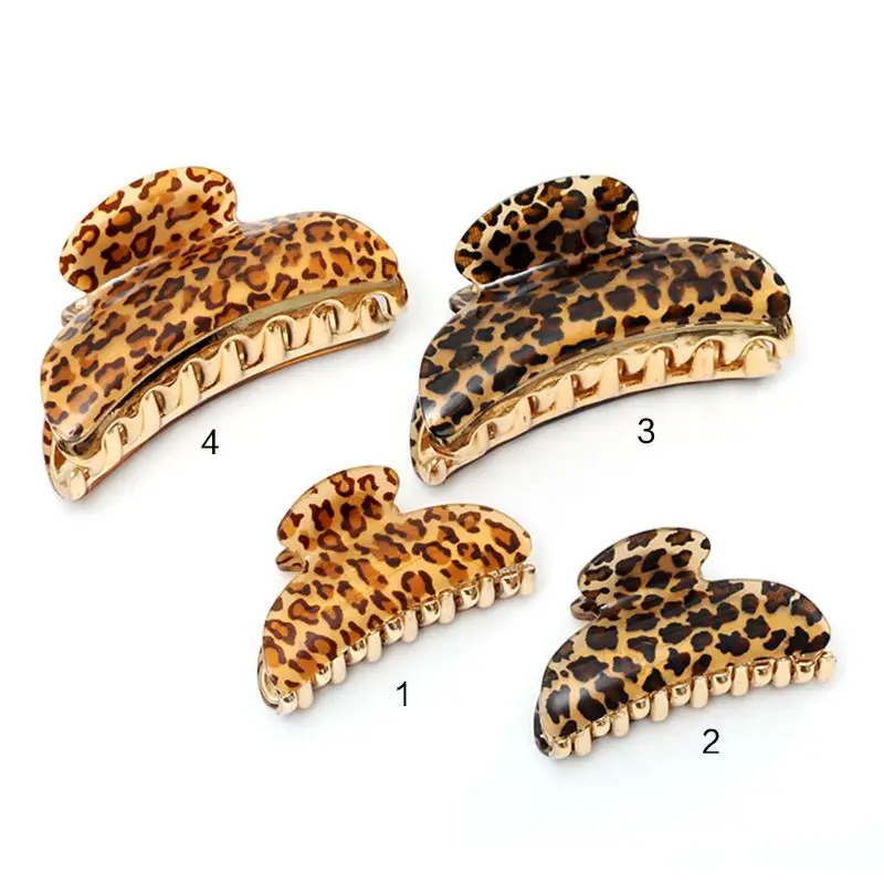 

2 Sizes Women Fashion Acrylic Leopard Hair Claw Clips Lady Female Casual Hairband Barrette Crab Clamp Hair Accessories