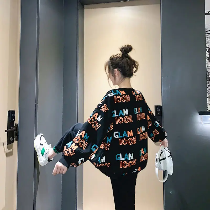 

100% cotton Hong Kong style sweater women's loose Korean long sleeve top fashion new coat one piece suit in 2020