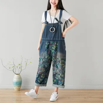 

Lady Wide Leg Jumpsuit Women Loose Denim Jumpsuit Summer 2020 Distressed Rompers Womens Personality Printed Casual Jumpsuit