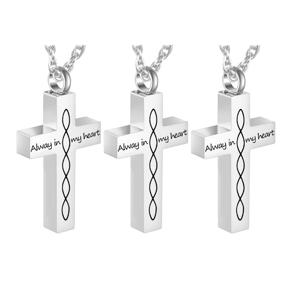 NICENEEDED Collana Portacenere A Croce Per Cremazione - Ciondolo In Acciaio Inox Con Catena Regolabile 50+5 Cm - Gioiello Commemorativo