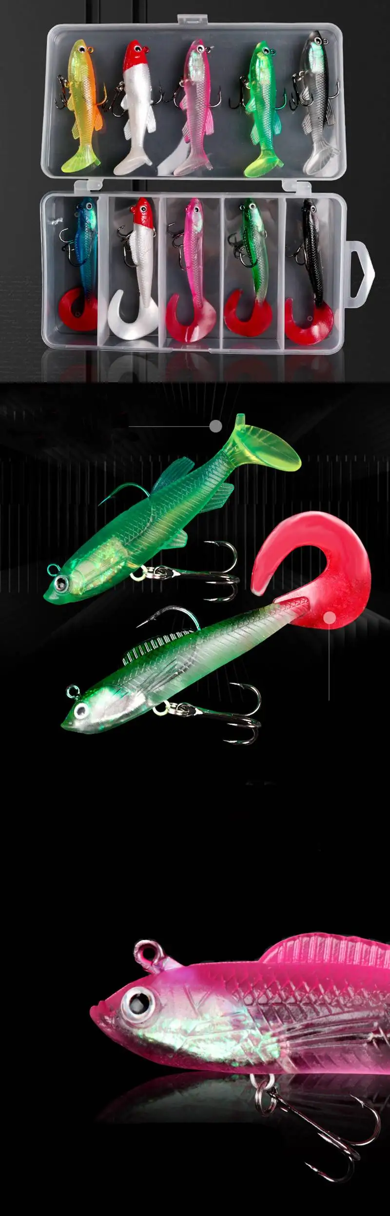 10 Pcs/Set 8/8.5cm 9/12.5g Fishing Lure Spinning Jigging Bait with Box Fishing Tackle Pesca Fishing Accessories