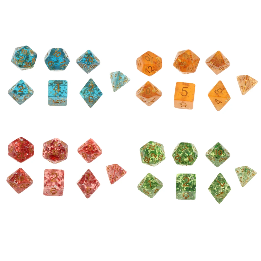 Pack of 7 Polyhedral Dices Table Board Games Party KTV for Dungeon and Dragons Polyhedral Dice Games DND Dice Set Kids Math Toys