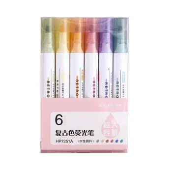 

6pcs/set Highlighter Pen Pastel Fluorescent Marker Pens School Office Supplies Y51A