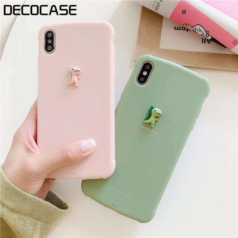 Kuutti Cute Brief Protective Silicone Dinosaur Phone Case for iPhone 6 6s 7 8 Plus X XR XS Max Covers iphone x case |
