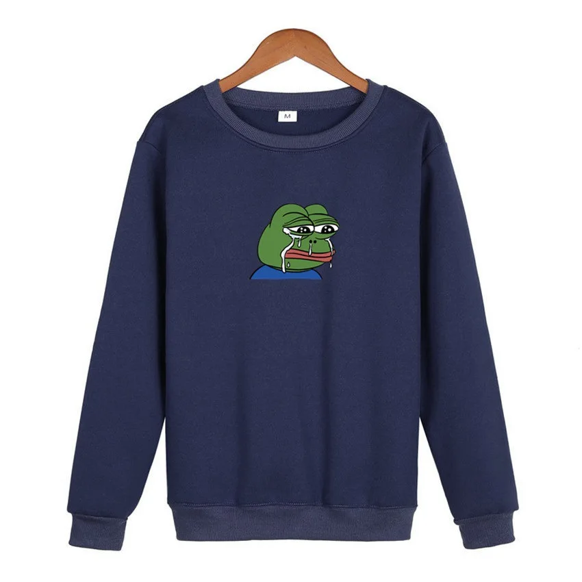 O-Neck Hoodie Sad Frog Print Mens Fashion Brand Sweatshirt Men Women Hoodie Pullover New Autumn Hip Hop Streetwear hoody