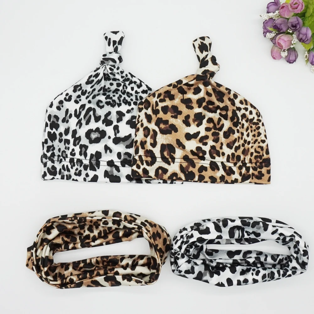 

Leopard Baby Hat Scarf Set For Girls Boy Elastic Knots Baby Turban Hat Toddler Photography Props Newborn Beanie Cap Accessories