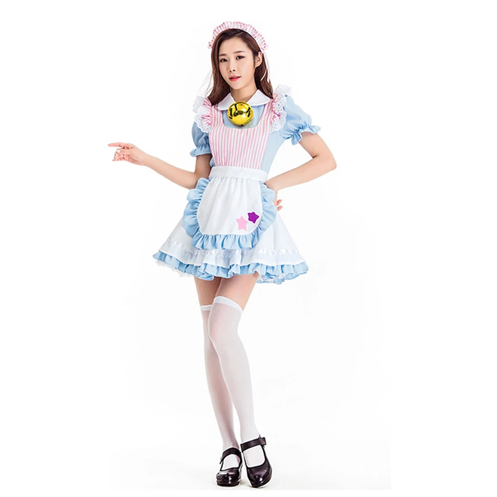 

Brdwn Machine Cat Womens Doraemon Cosplay Costume Lolita Maid Apron Dress