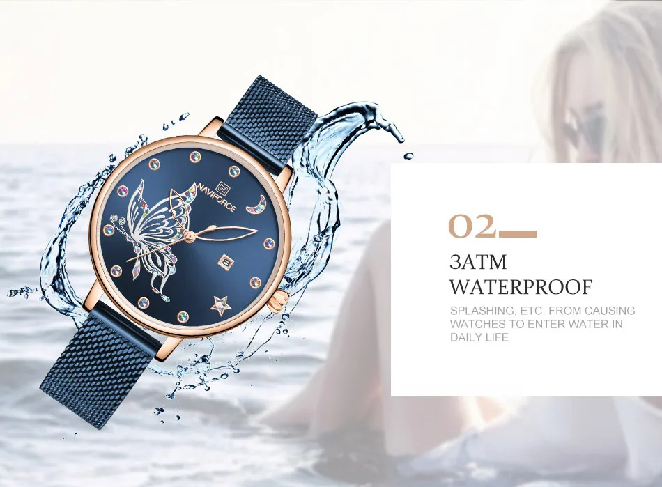 Naviforce relógios femininos marca de luxo reloj