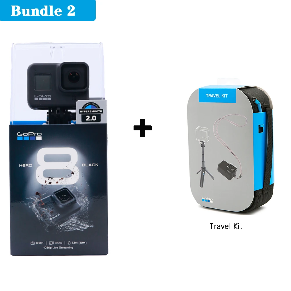 Bundle 2 Оригинальная Экшн-Камера Gopro HERO 8 Black Go Pro Hero 8 водонепроницаемая Спортивная камера 4K Ultra HD видео 1080p прямая трансляция - Цвет: Bundle 2